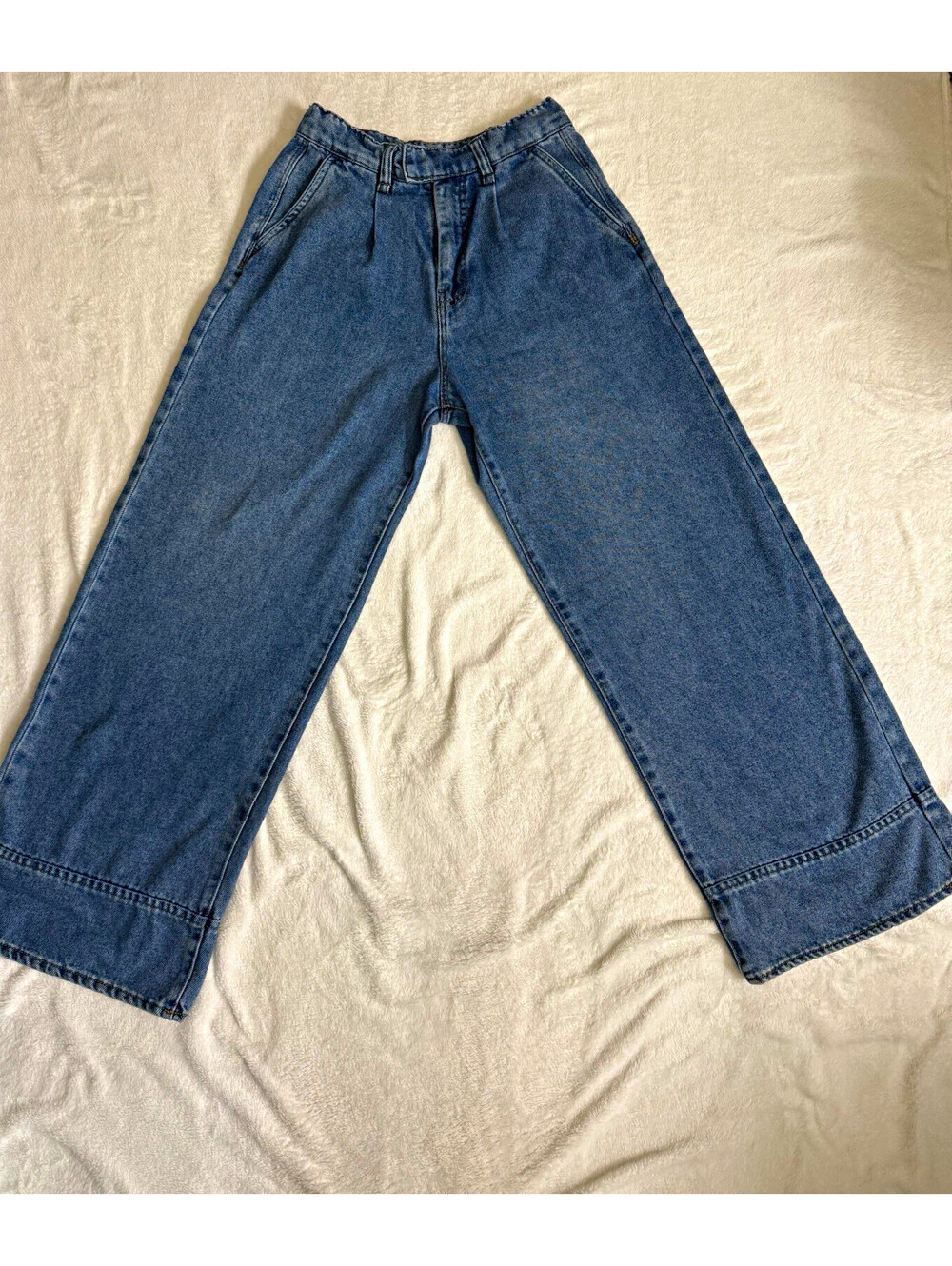 Habitual ++ Wide-Leg Jeans Womens 6 Blue Medium Wash High Rise Cotton Blend